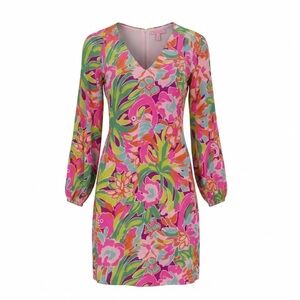 NWT Lilly Pulitzer Carleigh Tunic Dress Silk Lulu Fluorescent Flamingo Size 8